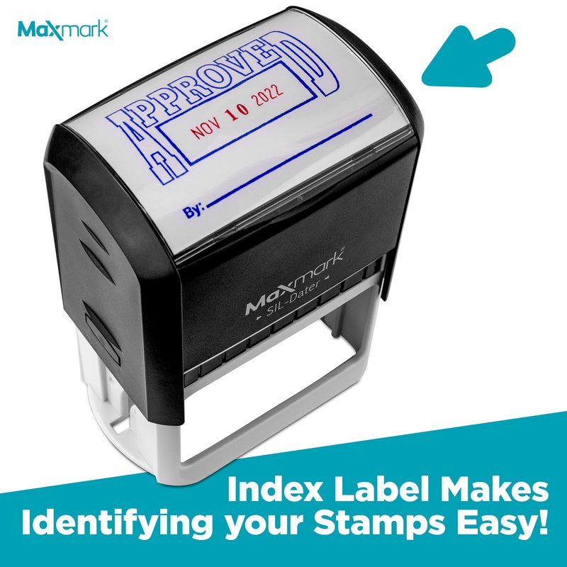 MaxMark Large Self-Inking Rubber Date Office Stamp with Received Phrase & Date - Blue/Red Ink, 12-Year Band - Style 5 - Image 4